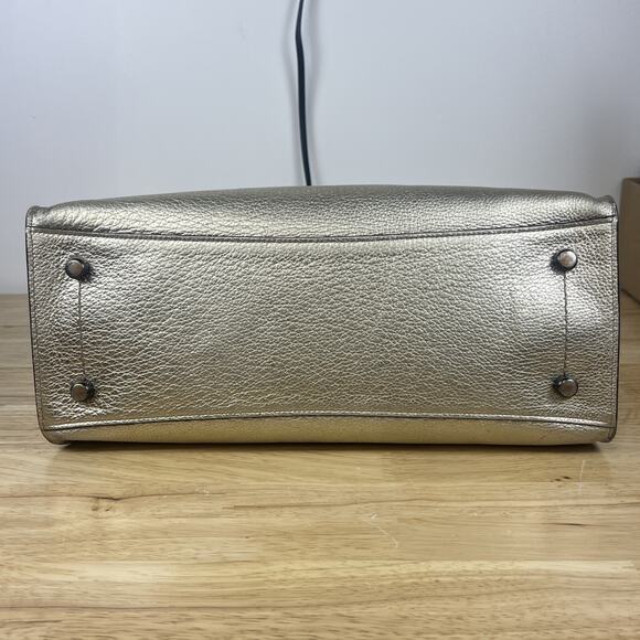 Coach Charlie Carryall Gold Metallic Leather Shoulder Bag 31037 - Picture 8 of 14
